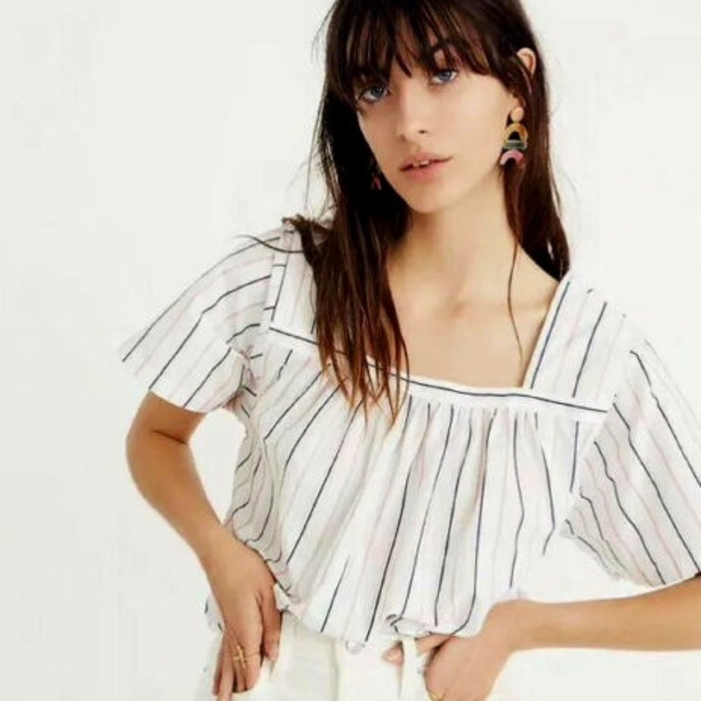 Madewell Striped Square Neck Top